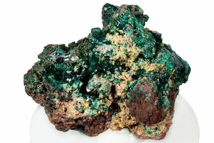 Sparkling Dioptase Crystals with Mimetite - N'tola Mine, Congo #304341